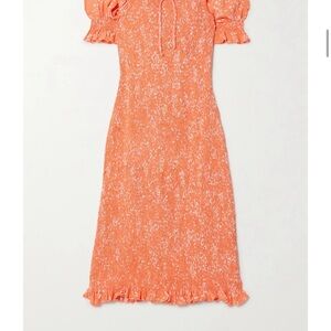 Orange Floral Midi Dress